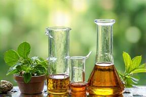 Natural ingredients and laboratory glassware